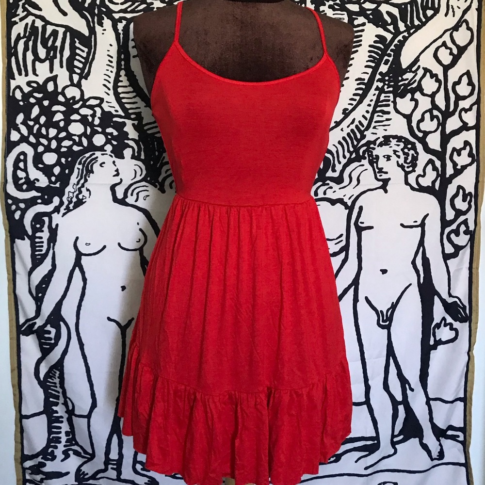 Red flowy dress